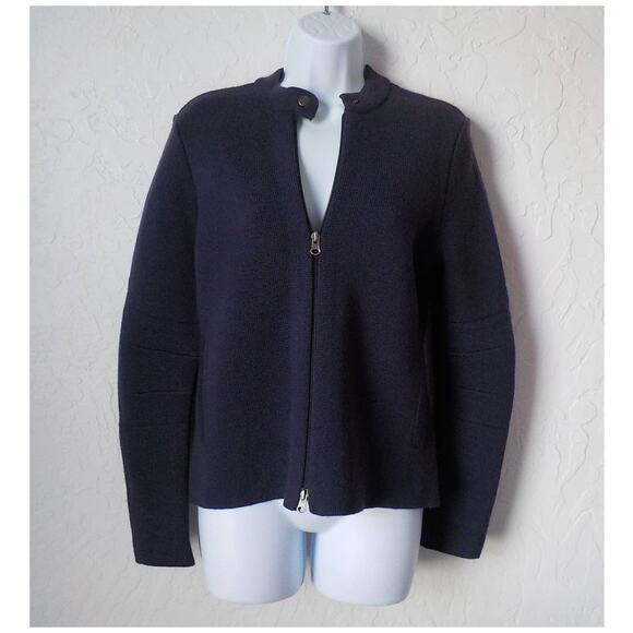 Etcetera Purple Wool Knit Jacket Full Zip Up Women sz Small Long Sleeves Stretch - Picture 1 of 10